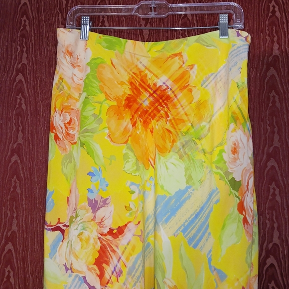 RALPH LAUREN Bright Yellow Floral Side Zip Skirt Size 10 - Picture 5 of 16
